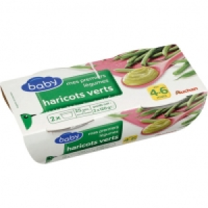 Auchan Baby Bol Mes Premiers Légumes - Haricots Verts Dès 4 mois 120g X 2