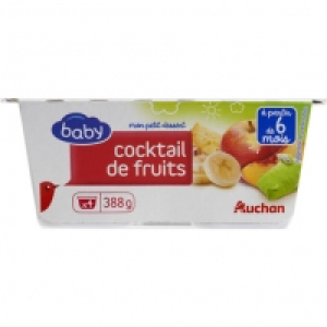 Auchan Baby Coupelle Coktail De Fruits Dès 6 mois 97g X 4