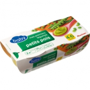 Auchan Baby Bol Mes Premiers Légumes - Petits Pois Dès 4 mois 120g X 2