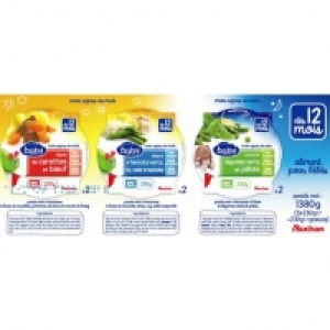 Auchan Baby Assiette Légumes Viande Poisson 5+1Gratuit Dès 12 mois 230g X 6