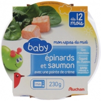 Auchan Auchan Baby Assiette Épinard Et Saumon Avec Une Pointe De Crème Dès 12 mois 230g