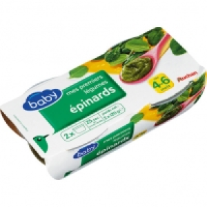 Auchan Baby Bol Mes Premiers Légumes - Épinards Dès 4 mois 120g X 2