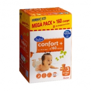 Auchan Baby CONFORT + Couches Méga Pack Standard T3 (4-9 kg) X160