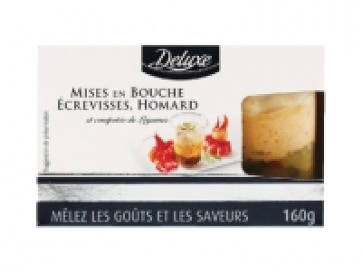 4 mises en bouche écrevisses, homard et compotée de légumes 3.99 €