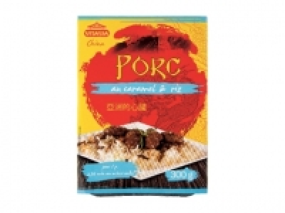 Porc curry coco et riz ou porc au caramel et riz