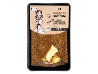 Galette garnie de lardons, de pommes de terre et fromage &agrave; raclette 1.39&nbsp;&euro;