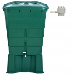 Récupérateur deau rectangulaire vert 300L avec support