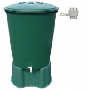 Récupérateur deau cylindrique vert 310L avec support