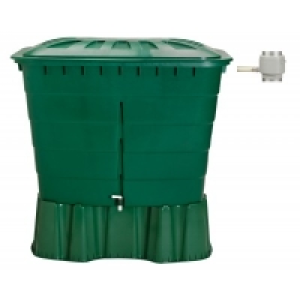 Récupérateur deau rectangulaire vert 520L avec support