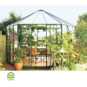 Serre LAMS jardin dhiver hera 9000 laqu&eacute; vert + base