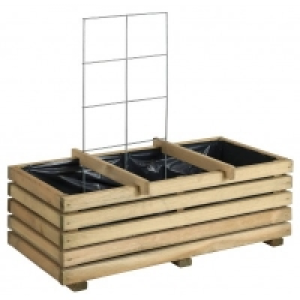 Bricomarche  Carré potager LATTICE 3 cases 64 L + treillis métallique