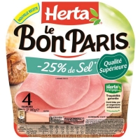 Spar Herta Le Bon Paris - Jambon cuit supérieur - Taux de sel réduit - Sans couen