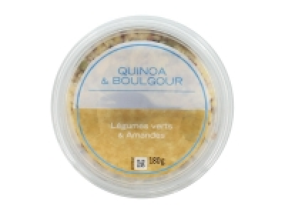 Salade quinoa, boulgour, légumes verts et amandes