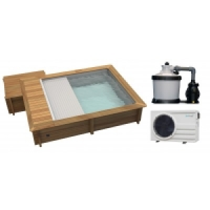 Piscine urbaine 4.2x3.5x1.33m couverture+coffre+filtration+chauffage