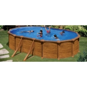 Piscine ovale en acier imitation bois MAURITIUS 610x375x132 cm