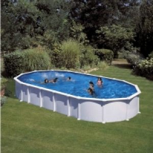 Piscine ovale en acier blanc HAITI 915x470x132 cm
