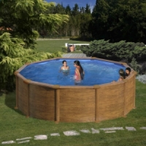 Piscine ronde en acier imitation bois MAURITIUS 460x132cm