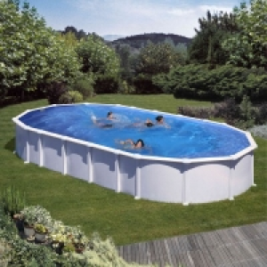 Piscine ovale en acier blanc HAITI 800x470x132cm