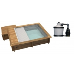 Piscine urbaine 4.2x3.5x1.33m ac couverture auto+coffre+filtration