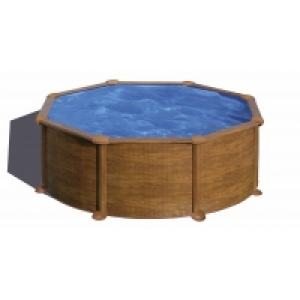 Bricomarche  Piscine ronde en acier imitation bois MAURITIUS 350x132cm