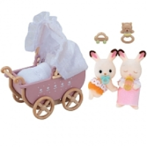 Sylvanian Families - Jumeaux lapin chocolat/poussette double 14.99&nbsp;&euro;