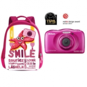 Appareil photo numérique compact + Sac à dos NIKON W100 coloris rose