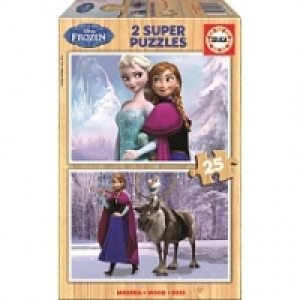 2 Puzzles de 25 pi&egrave;ces en bois - La Reine des Neiges