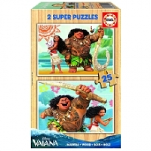 2 Puzzles de 25 pi&egrave;ces en bois - Vaiana