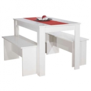 Ensemble 2 bancs + table PAROS coloris blanc