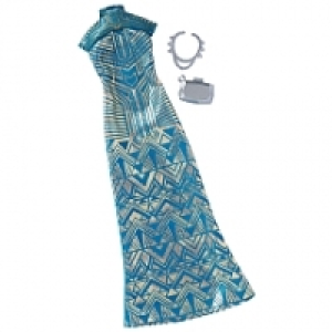 Poup&eacute;e Barbie - Robe de soir&eacute;e turquoise &agrave; col montant