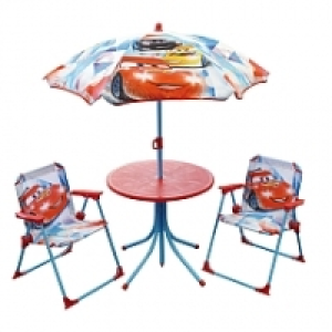 Cars - Set de jardin (Table + 2 Chaises + 1 Parasol)