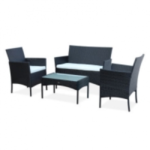 Ensemble de jardin en résine tressée, salon 4 places noir moltès noir  139.00 €