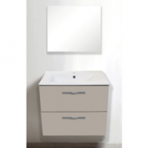 Meuble à suspendre 60 cm therme, taupe + vasque + miroir