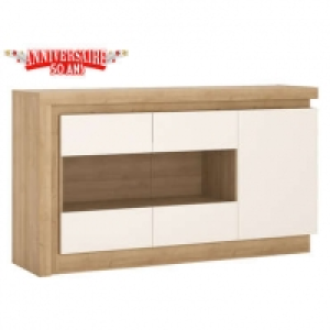 Buffet 3 portes avec éclairage LED LYON coloris blanc/chêne