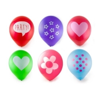 Oxybul  12 ballons multicolores à motifs coeur et fleur