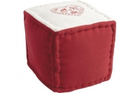 Darty Aubry Gaspard Pouf carré en tissu rouge et blanc
