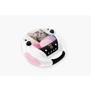 Lecteur Radio/CD Portable - Décor Chat et Pelotes de laine