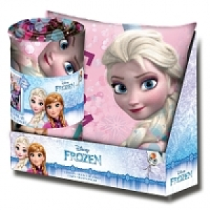 Coffret plaid polaire et coussin Reine des Neiges