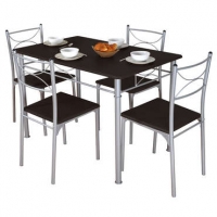 Conforama  Ensemble table + 4 chaises SERNAN coloris gris/wengé
