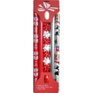 Kit 4 rouleaux de papier cadeau + bolduc + &eacute;toiles