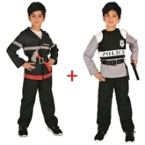 Bi-Pack Panoplies - Policier + Pompier - Taille 3/4 ans