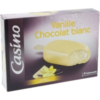 Spar Casino Bâtonnets - Crème glacée vanille, enrobée de chocolat blanc 4x77g