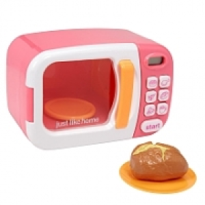 Juste Like Home - Micro-ondes électronique rose avec aliments