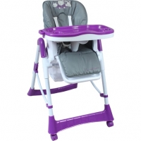 Auchan Bambisol BAMBISOL Chaise haute bébé violet/gris Les Ministars