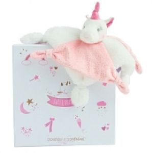Doudou licorne rose