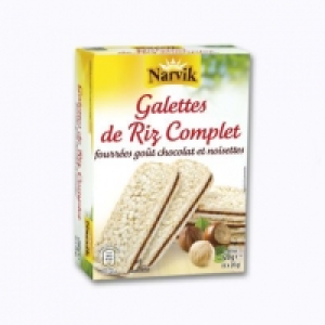 6 Galettes de riz fourrées goût chocolat et noisettes 1.75 €