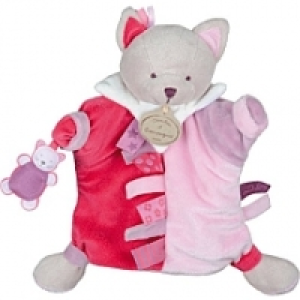 Doudou < Compagnie - Marionnette Chat Enola étiquette