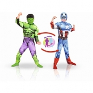 Panoplie luxe r&eacute;versible Captain Am&eacute;rica / Hulk (taille 7-8 ans)