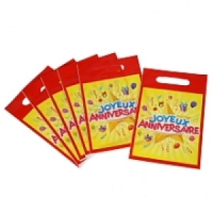 Lot de 6 sacs à bonbons - Joyeux anniversaire