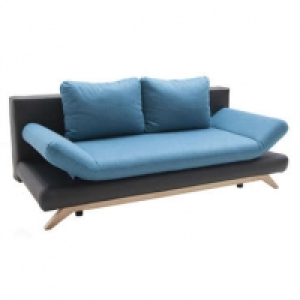 Banquette-lit ALASKA tissu bleu et PU noir 299.00 €